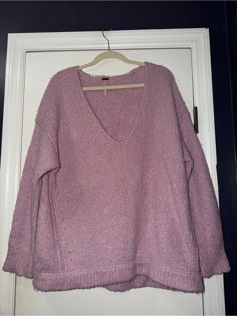 Free People Soft V-Neck Pullover Sweater - Dusty Lavender - Size Small